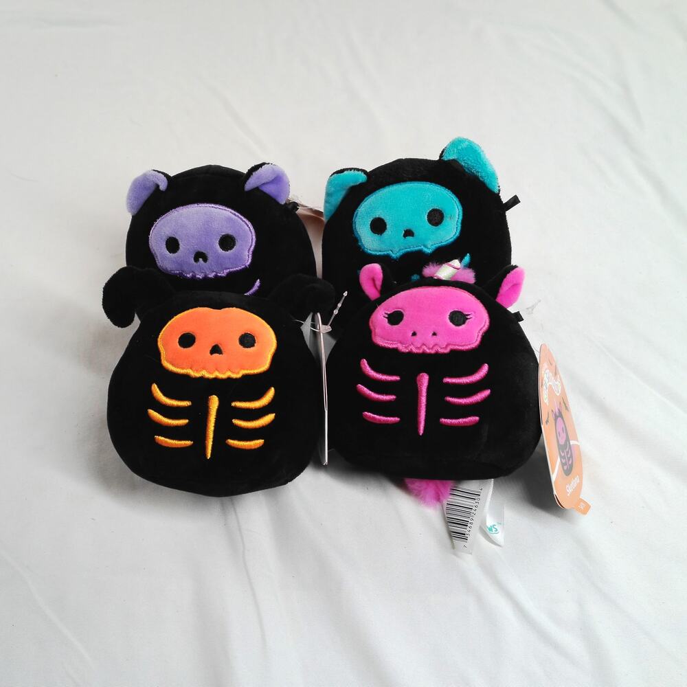 2022 Squishmallows Halloween Skeleton Plush Lot of 4 Sketlana Shellie Scrapper